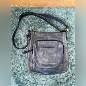 Fossil Blue Leather Crossbody Bag